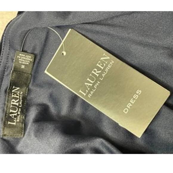 RALPH LAUREN sz 14 1X plus Navy blue One Shoulder Velvet Bow party Dress NWT B85 - Picture 6 of 8